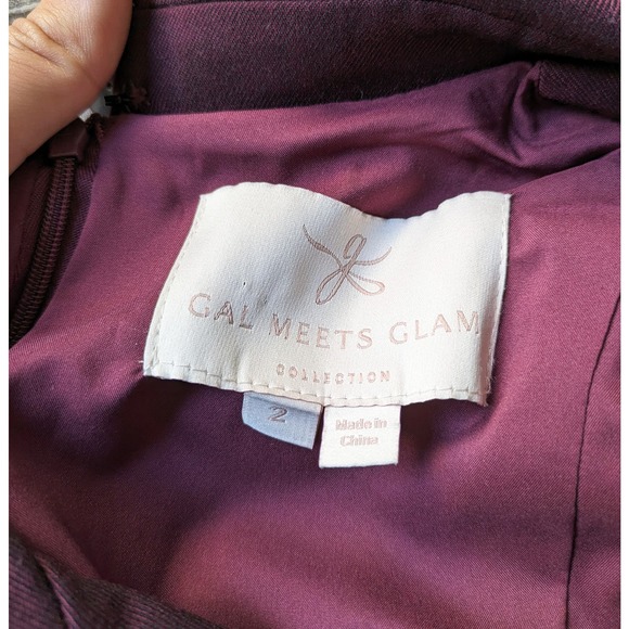 Gal Meets Glam Nina Twill Fit & Flare Burgundy Dress Size 2 - Picture 5 of 5